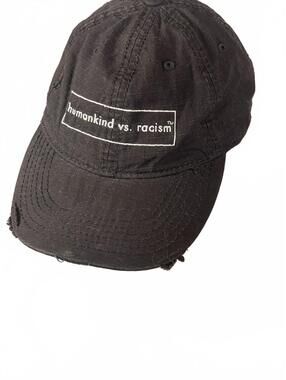 Adams Black Baseball Cap with 'humankind vs. racism' Embroidery